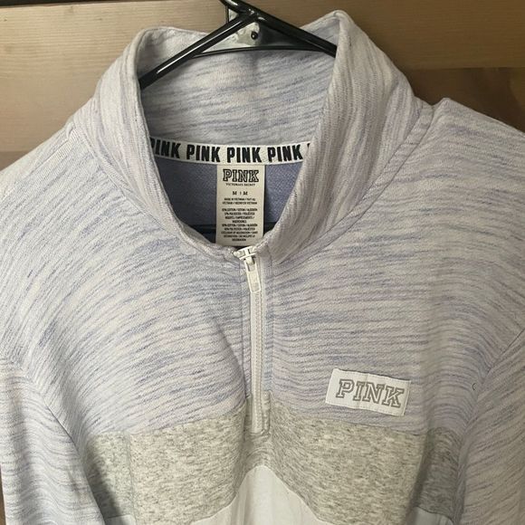 PINK VICTORIAS SECRET women’s purple zip pullover sweatshirt size medium - Picture 6 of 7